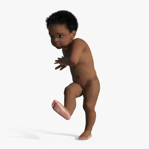 3D model Toddler Black Boy Light Skin Rigged