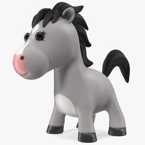 Cartoon White Horse Neutral Pose 3D