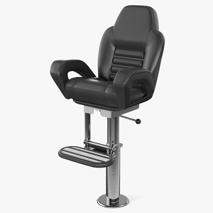 3D Captain Helm Chair with Footrest Black model