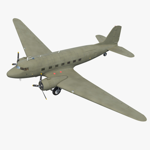 3D Vintage Military Cargo Plane model