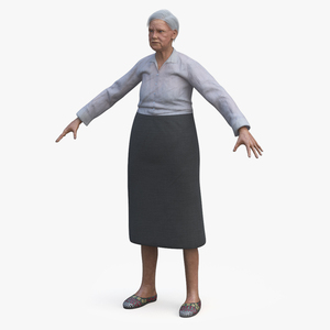 3D Older Woman A-Pose model