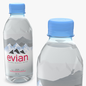 3D Evian Natural Mineral Water 330ml Plastic Bottle model