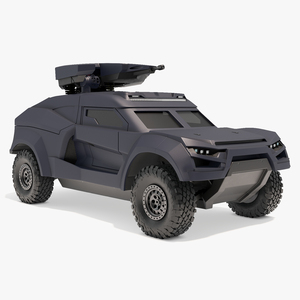 3D Armored Ground Interceptor Car with Raised Gun Turret model