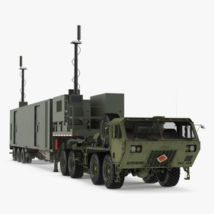 3D US Army Typhon Battery Operation Center with Antennas Up and Truck M983