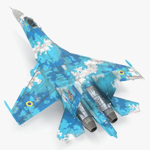 Su-27 Sukhoi Ukrainian Air Force Jet Old Rigged 3D