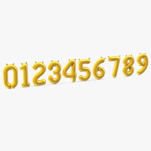 Balloon Numbers Set Gold 3D model