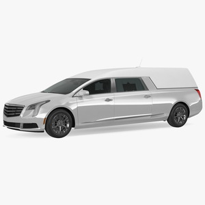 3D White Luxury Hearse Car Generic Rigged model