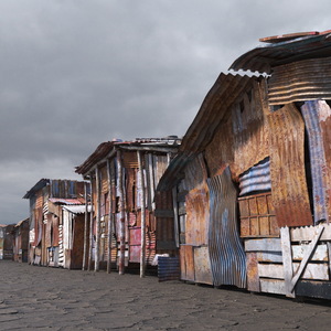 3D Linear Slum Row Housing model