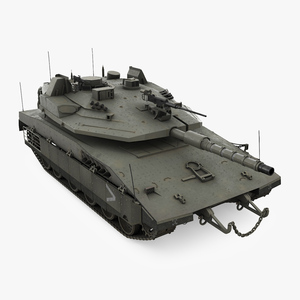 Dirty Israeli Tank Merkava 5 Olive 3D model