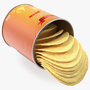 Opened Potato Chips Small Can 3D model