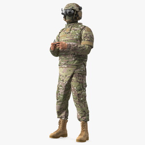 3D FPV Drone Operator with Remote Control in Hands Fur