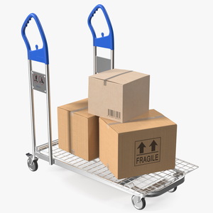 Warehouse Shopping Trolley with Boxes 3D