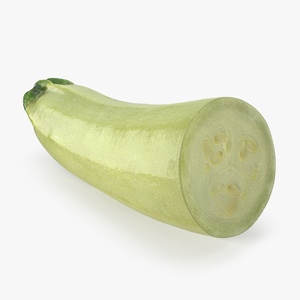 Summer Squash Gray Zucchini Half 3D