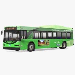 Gillig Low Floor Hybrid Bus Intercity Green Simple Interior 3D model