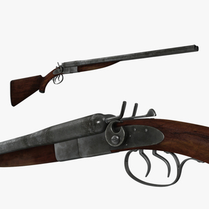 Antique Double Barrel Shotgun 3D model