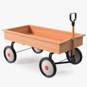 3D Children Wooden Wagon Cart