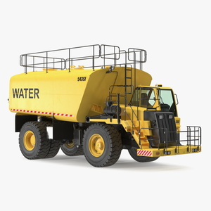 3D Yellow Construction Water Truck