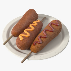 3D Corn Dogs on Plastic Plate