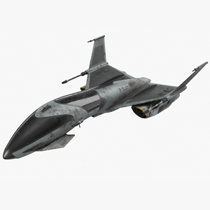 Dirty Futuristic Fighter Spaceship in Flight 3D model