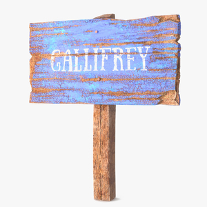 Old Rustic Wooden Road Sign 3D