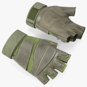 Tactical Fingerless Gloves Green 3D