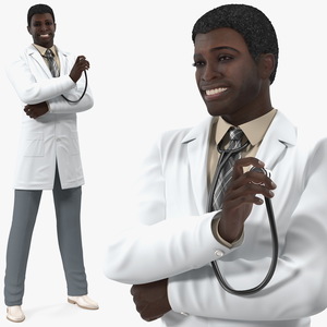 African American Man wearing Lab Coat 3D