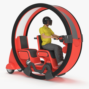 Man in Helmet Driving Sci-Fi Car Tube 3D