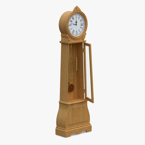 3D Grandfather Clock Light Wood Open model