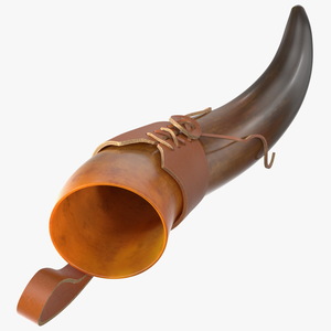 3D Vintaghe Dark Drinking Horn in Leather Case model