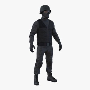 3D SWAT Man Afro American Rigged 2