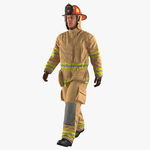 3D Firefighter with Fully Protective Suit Walking Pose