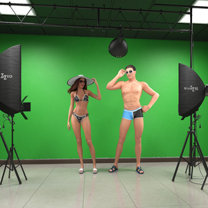 3D model Beachwear Fashion Photo Shoot Set with Male and Female Characters