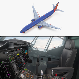 Boeing 737 900 with Interior and Cockpit Southwest Airlines 3D model