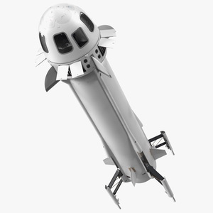 3D Suborbital Launch Vehicle Rocket Booster with Crew Capsule model