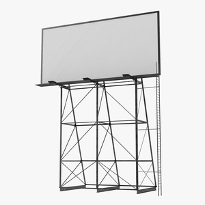 3D Old Rooftop Billboard 2 model