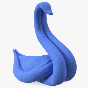 3D Elegant Blue Towel Swan with Folded Wings