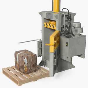 3D model Bailing Machine Grey with Cardboard Briquette