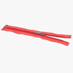 Open End Nylon Coil Zipper with Slider Red 3D