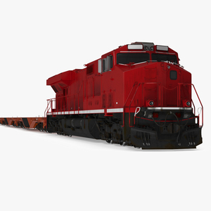 3D Canadian Locomotive with Flatcars model