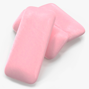 Three Chewing Gum Pads Pink 3D