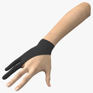 3D Black Artist Glove on Hand