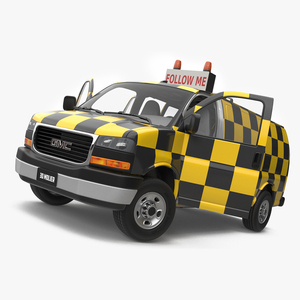 3D GMC Savana Follow Me Airport Vehicle Rigged model