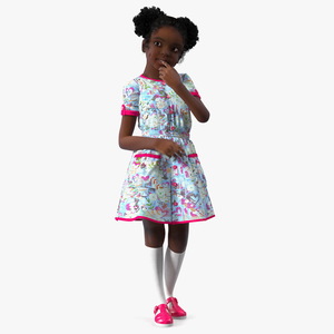 3D model Black Girl Child Everyday Style Standing