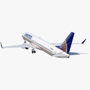 Boeing 737 900 United Airlines Rigged 3D