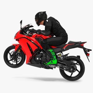 3D model Sport Motorcycle with Rider in Race Suit