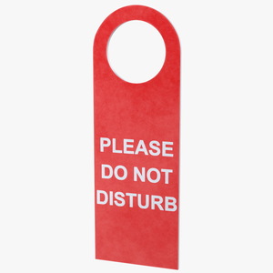 Hotel Door Hanger Do Not Disturb White Red 3D