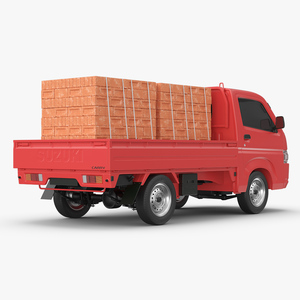 Red Suzuki Carry Truck with a Load of Bricks 3D model