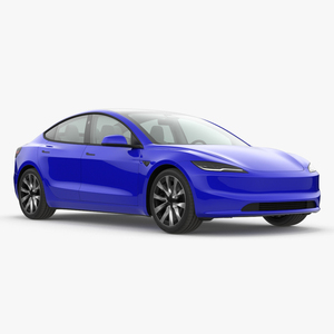 Modern Electric Car Blue Lights On 3D model