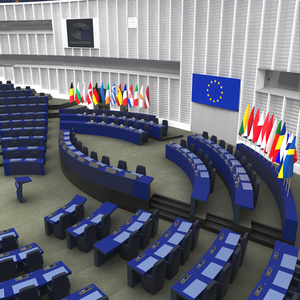 3D Hemicycle interior of the European Parliament Strasbourg