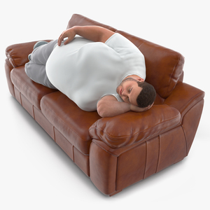 3D model Fat Man Lying on the Couch Fur